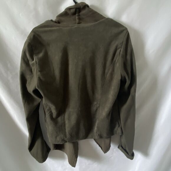 Blank NYC Jacket Womens L Green Faux Leather Drape Moto Boho Street Style - Picture 5 of 10